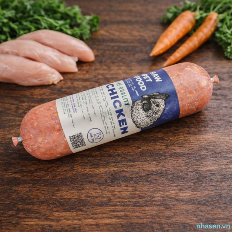 Thức ăn tươi cho chó bán chạy với thịt gà xay nhuyễn kết hợp rau củ tươi, giàu đạm dễ hấp thu, phù hợp cho chó ăn hằng ngày, chó kén ăn hoặc mới chuyển sang chế độ ăn tươi.