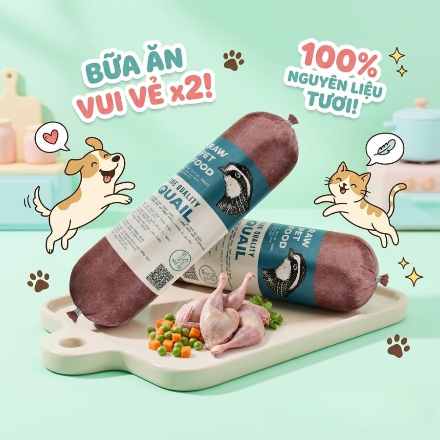 Chó gầy nên ăn gì để tăng cân với thịt chim cút giàu protein tự nhiên, dễ hấp thu và hỗ trợ tăng cân lành mạnh. Kết hợp rau củ tươi giúp bổ sung vitamin, hỗ trợ tiêu hóa và cải thiện thể trạng cho chó gầy hoặc kén ăn.
