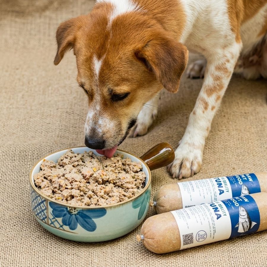 Chuyển Từ Thức Ăn Khô Sang RAW FOOD với cá ngừ tươi giúp chó dễ thích nghi hơn nhờ hương vị thơm ngon và nguồn dinh dưỡng tự nhiên dễ tiêu hóa.