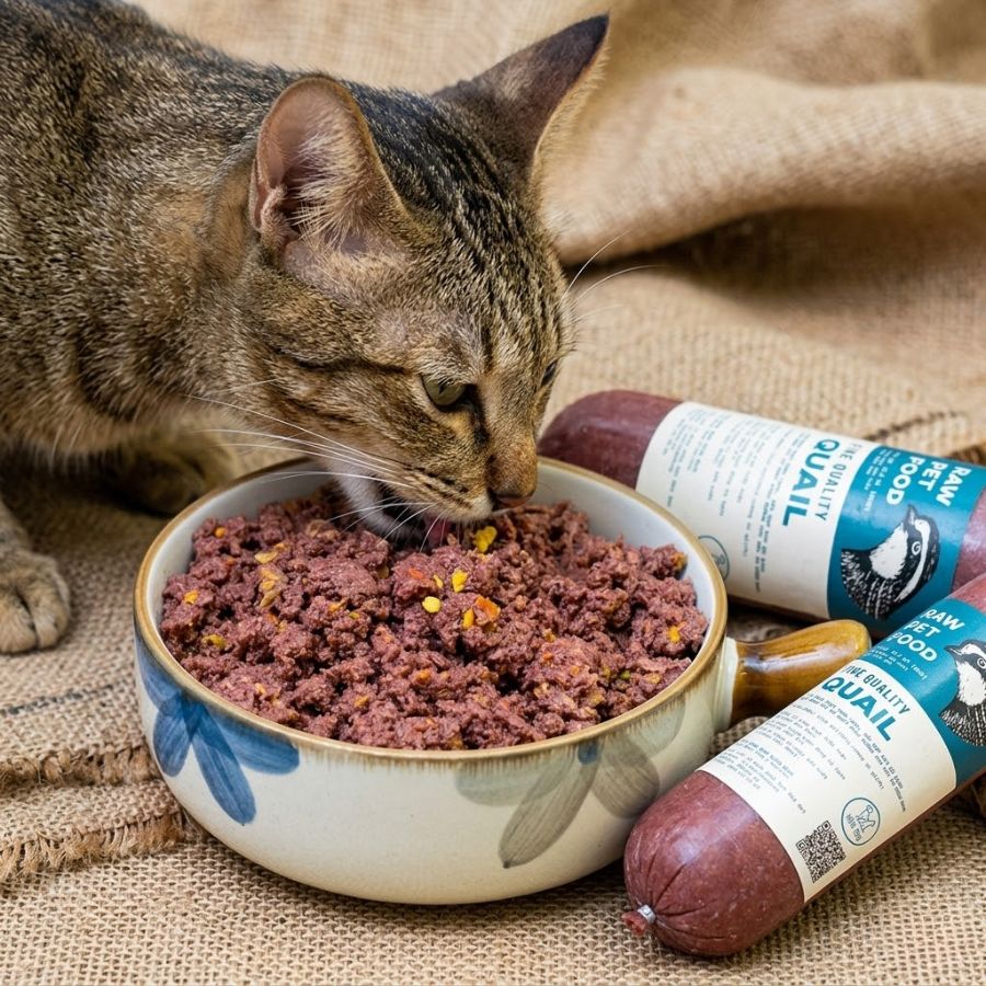 Chuyển Từ Thức Ăn Khô Sang RAW FOOD bằng thịt chim cút giúp bổ sung protein tự nhiên, hỗ trợ hấp thu dinh dưỡng và cải thiện khẩu vị cho chó mèo.
