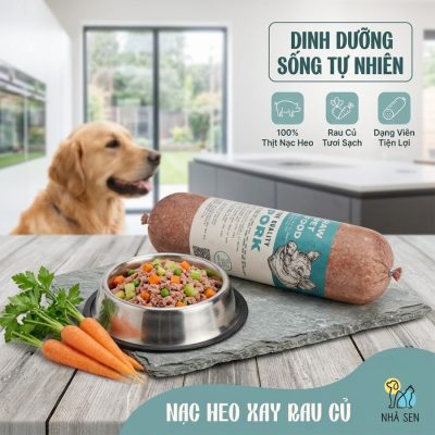 Đồ ăn tươi cho chó nạc heo xay rau củ raw, kết hợp thịt nạc heo và rau củ tươi tự nhiên, dinh dưỡng cân bằng tiện lợi cho chó ăn hàng ngày