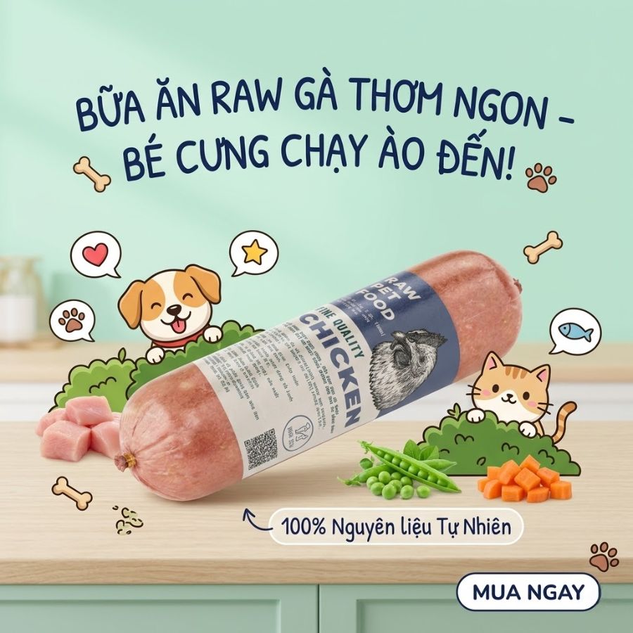 Thức ăn cho chó tăng cân hiệu quả từ thịt gà tươi dễ tiêu hóa, cung cấp nguồn protein chất lượng cao giúp phát triển cơ bắp và tăng sức đề kháng. Công thức nguyên liệu tự nhiên giúp chó ăn ngon hơn và cải thiện cân nặng ổn định mỗi ngày.