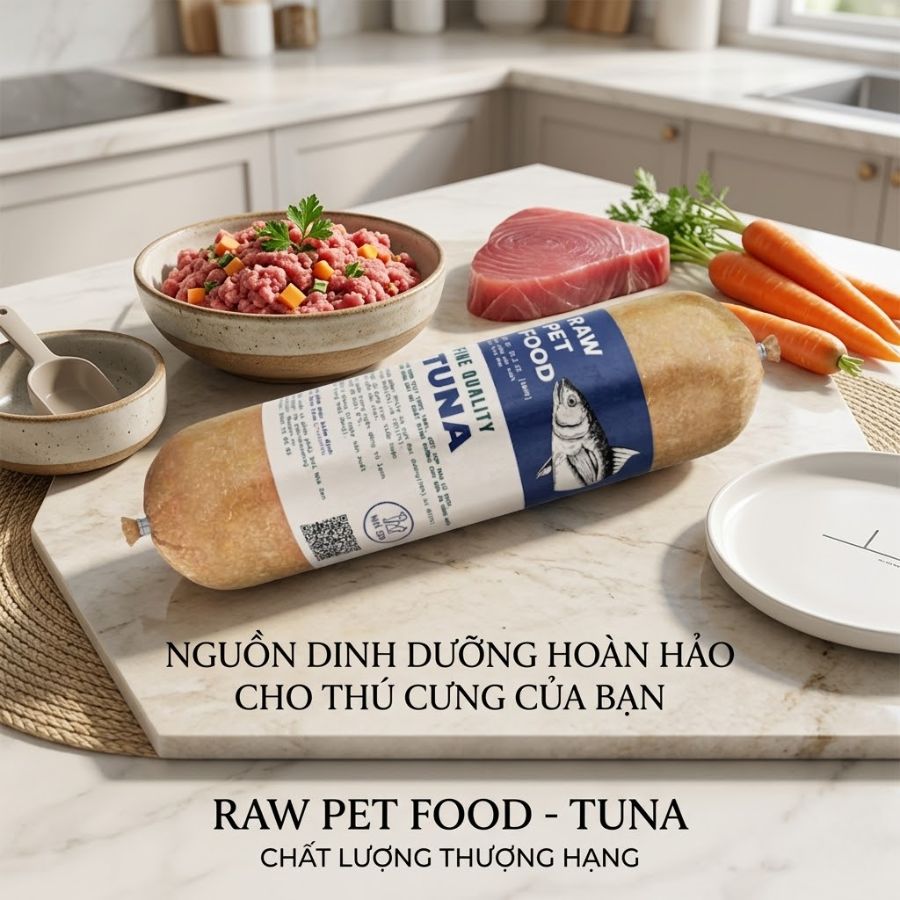 Thức ăn tươi cho chó giá rẻ từ cá ngừ giàu omega tự nhiên, hỗ trợ lông mượt và tốt cho da. Kết hợp rau củ giúp cân bằng dinh dưỡng, dễ tiêu hóa và phù hợp cho chó kén ăn hoặc cần bổ sung dinh dưỡng nhẹ nhàng.
