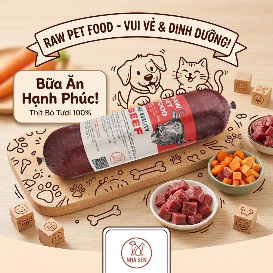 Thức ăn tươi cho chó giá rẻ từ thịt bò tươi 100%, giàu protein giúp phát triển cơ bắp và tăng sức đề kháng. Công thức kết hợp rau củ tự nhiên, đảm bảo dinh dưỡng đầy đủ cho chó ăn hàng ngày mà vẫn tiết kiệm chi phí.