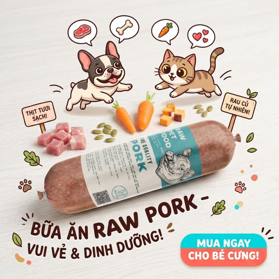 Thức ăn tươi cho chó giá rẻ từ thịt heo xay nhuyễn kết hợp rau củ tự nhiên, cung cấp năng lượng ổn định và hỗ trợ tiêu hóa tốt. Phù hợp cho chó ăn mỗi ngày, giúp tiết kiệm chi phí mà vẫn đảm bảo chất lượng dinh dưỡng.
