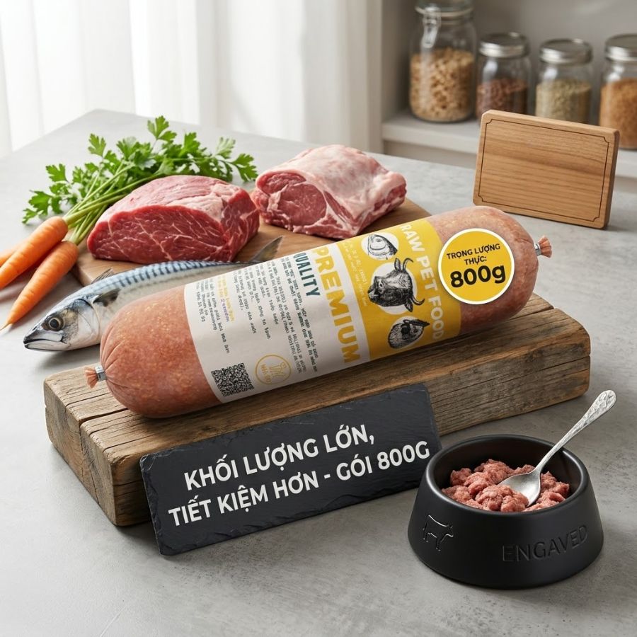 Thức ăn tươi cho chó giao tận nơi gói 800g tiết kiệm, giàu dinh dưỡng và phù hợp cho chó ăn hàng ngày.