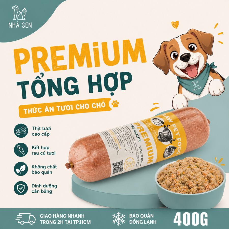 Thức Ăn Tươi RAW FOOD Cho Chó Mèo Là Gì? Hướng Dẫn Chi Tiết Từ A-Z 2026 Thức Ăn Tươi RAW FOOD Cho Chó Mèo Là Gì? Phiên bản Premium tổng hợp nhiều nguồn protein, kết hợp rau củ tươi, mang đến bữa ăn đầy đủ dinh dưỡng.