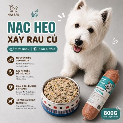 Giới thiệu RAW FOOD là gì với công thức nạc heo xay rau củ từ nguyên liệu tươi, giàu dinh dưỡng, không chất bảo quản, phù hợp cho chó ở mọi giai đoạn phát triển.